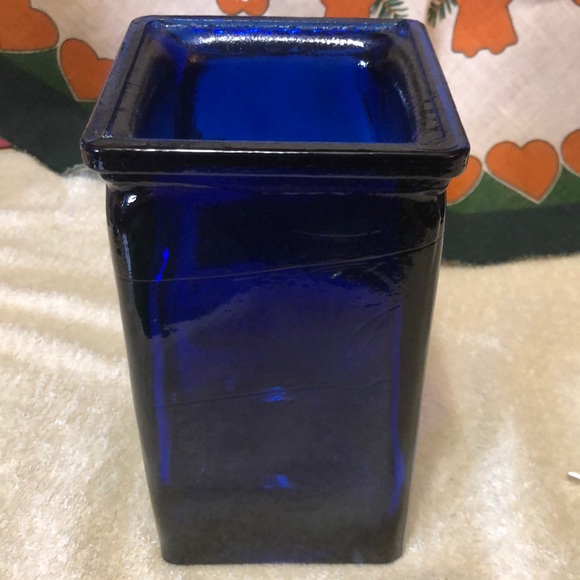 Handmade Cobalt Blue Glass Utensil Crock 8.5”x5” - Picture 3 of 8